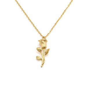 Golden Rose Pendant Necklace Women 18k Gold Plated Stainless Steel Clavicle Chain Everyday Wear Plant Shape Jewelry - Product Image 5