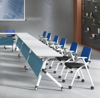 Chaises de bureau exécutives modernes confortables avec roulettes et tablette d'écriture, chaise pliable en maille pour négociations, réunions et formations