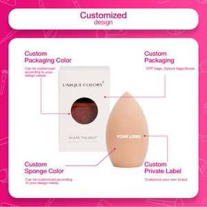 Esponja mezcladora de maquillaje de belleza con gotas de agua Extra grande sin látex, Impresión de logotipo de embalaje personalizado profesional para tiendas minoristas - Product Image 5