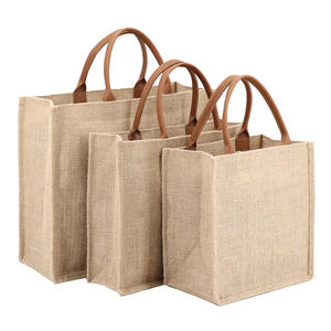 Индивидуальный дизайн, печать логотипа, натуральный джут, шоппинг, продуктовая пляжная сумка, подарок на мероприятие с ручкой из искусственной кожи - Product Image 6