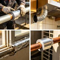 Ruban adhésif en aluminium pour conduits HVAC, 50 mm x 30 m, auto-adhésif, imperméable, ignifuge, résistant à la chaleur, ruban isolant
