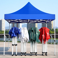 Tente portable à quatre pieds imperméable avec grand parasol, auvent extérieur, motif enduit, utilisable comme couverture