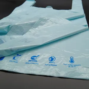 Borsa per magliette in plastica per supermercato biodegradabile stampata personalizzata borsa per il trasporto in plastica PVA compostabile Shopping Carry Bags