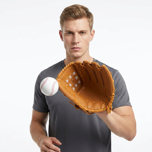 Leather <b>Baseball</b> Glove Right-Handed Outfield H-Web Full Finger Hook And Loop Closure Non-Slip For Men All Seasons Performance - Product Image 1