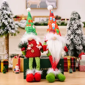 Articles décoratifs de noël imprimé chapeau pointu jambe suspendue poupée Rudolf poupée sans visage nain gnomes en peluche décor de noël