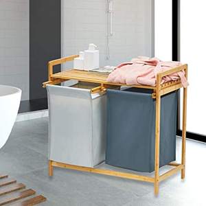 <span class=keywords><strong>Cesta</strong></span> <span class=keywords><strong>de</strong></span> lavandería <span class=keywords><strong>de</strong></span> bambú Estantes-Marco separador deslizante <span class=keywords><strong>de</strong></span> 2 secciones <span class=keywords><strong>Cesta</strong></span> <span class=keywords><strong>de</strong></span> lavandería para baño Clasificador <span class=keywords><strong>de</strong></span> <span class=keywords><strong>ropa</strong></span> sucia Organizador - Product Image 5