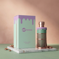 Flacon de parfum vide de 100 ml en verre transparent avec pulvérisateur à pompe, logo de luxe estampé or, personnalisable