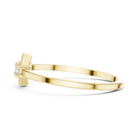 Bague en or jaune pour femme avec diamant taille brillant rond, bijou de fiançailles classique, design trois pierres