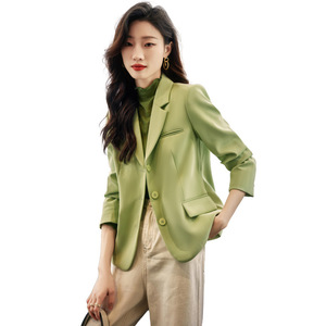 Short Blazer For Petite Women Slim Fit Solid Color Polyester Worsted No Wrinkle Treatment Casual Top - Product Image 3