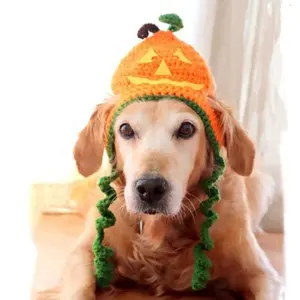 golden retriever kartu natal Suppliers-Topi Pesta Anjing Labu Lucu Besar Retriever Emas Indah Topi Baju Anjing
