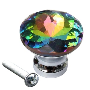 Cabinet Wardrobe Handles Hardware <strong>Diamond</strong> <strong>Shape</strong> Design Colorful Crystal Glass <strong>Knobs</strong> Cupboard Drawer Pull <strong>Door</strong> Kitchen - Product Image 1