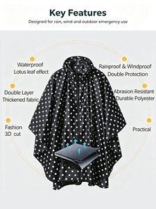 Unisex Lightweight Zipper <strong>Rain</strong> For Poncho Windproof Hooded <strong>Jacket</strong> For Adults Logo Printed Rainwear For Travel Camping Tours For - Product Image 5