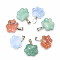 Pendentif Patte de Chat en Cristal Naturel, Pierre Précieuse Sculptée à la Main, pour la Fabrication de Bijoux, Fournitures DIY pour Colliers et Bracelets, Vente en Gros