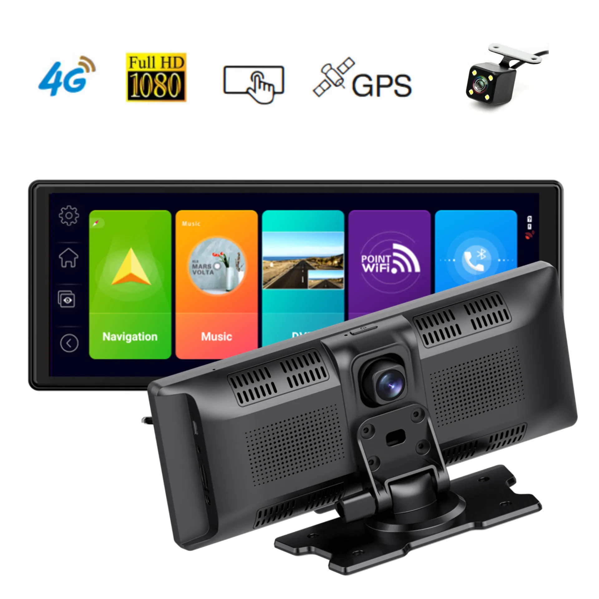 4G + Android ADAS กล้องติดรถยนต์เลนส์คู่,อุปกรณ์บันทึก1080P พร้อมรีโมทตรวจสอบกล้อง Dash 2 + 32Gb ระบบนำทาง Gps 10.26นิ้วกล่องดำสำหรับรถยนต์