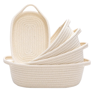 Rectangle Woven Eco-Friendly Cotton <b>Rope</b> Precision-Made Lightweight Gift <b>Storage</b> <b>Basket</b> Handles Home Decor Nursery Organizer - Product Image 1