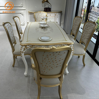 Hôtel Vintage Français Européen De Luxe Personnalisable Classique Ensemble Appartement En Cuir Véritable Royal En Bois Massif Chaise De Salle À Manger