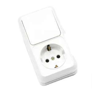 Vertical model Surface type Wall Switch with Schuko Socket European Wall Switch + Socket with Grounding