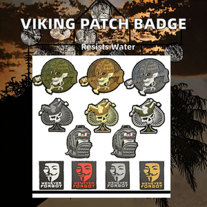 Parche Vikingo Chastiser de Payaso Negro, Insignia de Moral con Luz Nocturna para Brazalete, PVC Silicona Resistente al Agua, Forma Irregular 10x9cm - Product Image 2