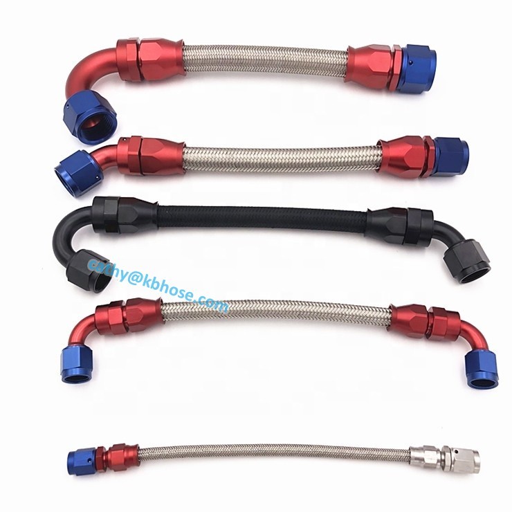 X AUTOHAUX 15ft AN4 Fuel Hose - 1/4" Braided Nylon Stainless Steel Line For Oil, Fuel, Gas (Black)
