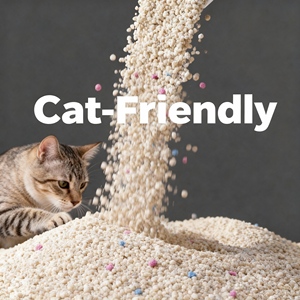 ODM OPM Küçük Parçacıklı Top Şeklinde Toksik Olmayan Kirlilik İçermeyen Yapışmaz Havuz Tozsuz Renkli Bentonit Kedi Kumu 5kg - Product Image 2