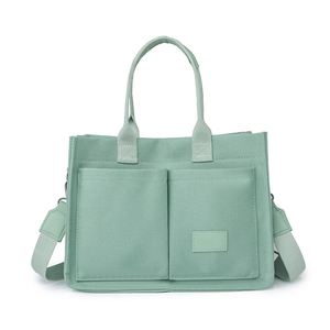 Women's Vintage Canvas Tote Shoulder Bag Wholesale Reusable Promotional Gift with Two Handles Open Closure Type and Pockets - Product Image 4