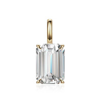 Ciondolo in Oro 18K con Diamante Coltivato in Laboratorio, Minimalista, Taglio Smeraldo a Quattro Griffe, Gioielli Raffinati da Donna, Collane alla Moda, Charm Delicato
