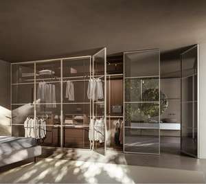 Meubles de chambre italiens organisateurs de placards suspendus systèmes de placards modernes armoire murale compte-gouttes en verre minimaliste armoire - Product Image 1