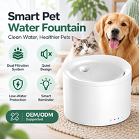 Fontaine à eau filtrée pour animaux de compagnie CE FCC RoHS OEM ODM pour chats et chiens, système de filtration 3W 30 jours, indicateur de niveau d'eau rouge, débit de pompe 0-220L/h