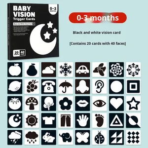 Tarjetas de tracción de seguimiento de Color de Educación Temprana, tarjetas de estimulación Visual en blanco y negro para bebés recién nacidos, juguetes educativos para bebés - Product Image 6