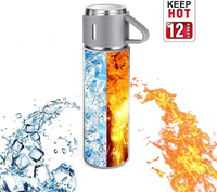 Ensemble de thermos en acier inoxydable à double paroi de marque privée avec poignée et trois tasses