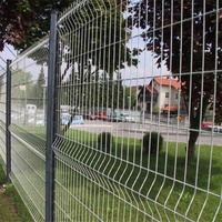 H&F HF-WMF002 Clôture extérieure moderne en treillis soudé en acier non allié gris, avec fil de 4 mm, revêtement PVC 3D courbé, poteaux carrés/ronds