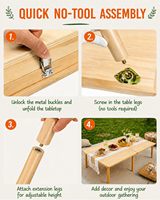 Table de pique-nique pliante portable en bois massif, table basse moderne pliable, hauteur réglable, plage, camping, jardin, extérieur