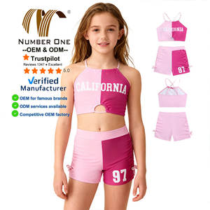 Custom Patchwork Color Two Piece Swimwear High Quality Children <strong>Girls</strong> High Waist Bikini Beach Wear 2026 European <strong>American</strong> Style - Product Image 1