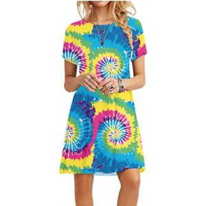Vestido Nuo 2026 para Mujer, Manga Corta, Color Sólido y Estampado, Cuello Redondo - Product Image 5