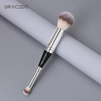 Pinceaux de maquillage Gracedo, pinceau double embout pour fond de teint et anticernes, poils de luxe premium, pinceau rond effilé pour le tamponnage et l'anticernes