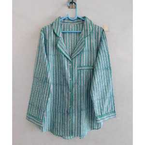 100% Cotton Pajama Set Floral Print Long Sleeve Button Shirt and <b>Pants</b> Comfortable Soft Summer Nightwear Sleepwear Set - Product Image 3