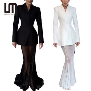 Conjunto de <span class=keywords><strong>Falda</strong></span> y Blazer Elegante para Mujer 2026 - Chaqueta de <span class=keywords><strong>Traje</strong></span> Ajustada <span class=keywords><strong>con</strong></span> un Botón y <span class=keywords><strong>Falda</strong></span> Plisada Transparente - Product Image 1