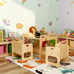 Juego de Mesa y Silla para Niños <span class=keywords><strong>Montessori</strong></span>, Mesa de Juego de Madera para Niños Pequeños, Preescolar, 2 Años - Product Image 5