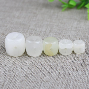 Pendentif tête de Bouddha à trois voies en Jade blanc, 19-20mm, pour perles de prière Bodhi, bracelet, accessoires de bijoux, cérémonies religieuses, unisexe - Product Image 2
