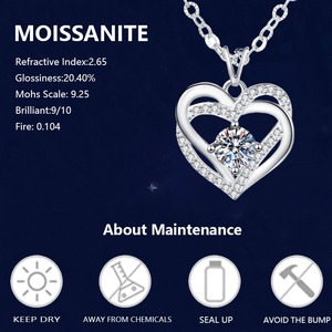 Kalung Liontin Hati Perak Sterling dengan Pesona Batu Kelahiran Moissanite Perhiasan Mewah Hadiah untuk Wanita - Product Image 5