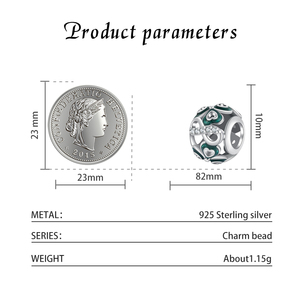 จี้รูปหัวใจเคลือบสีเขียวเงินแท้ S925 ประดับเพชร CZ แบบโปร่ง สำหรับทำสร้อยข้อมือ DIY ของผู้หญิง ของขวัญเครื่องประดับแฟชั่น - Product Image 3