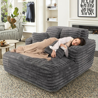 SINOMAX OEM ODM Kundenspezifisches Übergroßes Chaiselongue Sofa für Innenbereiche, Dreisitzer Knochenlose Stoffcouch, Plüsch Cord Schlafsofa