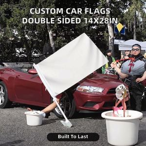 Custom 14x28in 4x6 <b>Mini</b> Double Sided Waterproof Digital <b>Printing</b> Polyester Pennant Outdoor Adjustable Car Window Flags Sports - Product Image 2