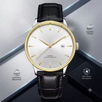 Montre à quartz étanche de qualité supérieure, design de luxe, affichage de la date, bracelet en cuir, best-seller, emballage cadeau
