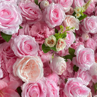 NINI Vente en gros de panneaux décoratifs muraux en soie artificielle rose rouge faits à la main 8x8 pour décorations de mariage et fonds photo