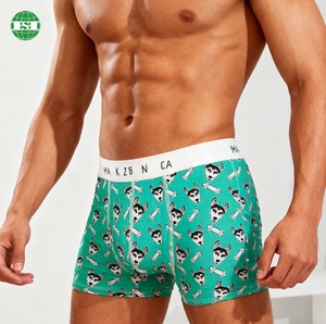 Custom logo Waistband Husky <strong>Dog</strong> Print <strong>Boxer</strong> Shorts 95% Cotton 5%spandex 180gsm Graphic All Over Print Underwear for Men - Product Image 1