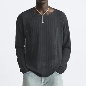 Custom LOGO OEM ODM Long Sleeve Knitted Men Intarisa Pullover Basic Knitwear Crew-neck Knit Top Sweatersck Sweater For Men