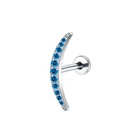 Cartilage Piercing Oreille Stud avec Nombreux CZ Griffe Réglage Lèvre Anneau Nez Stud Labret Rook Helix Piercing Plaqué Or 18K Tendance