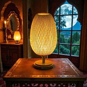 <b>Bamboo</b> <b>Table</b> <b>Lamp</b> Handwoven Minimalist Zen Bedside Light Home Decor Lighting OEM Supplier Vietnam Factory - Product Image 1