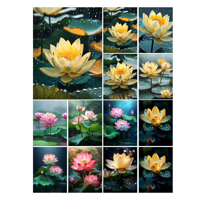 DIY 5D elmas boyama yeni koleksiyon Lotus çiçek resim mozaik sanat elmas nakış çapraz dikiş kitleri ev dekorasyon